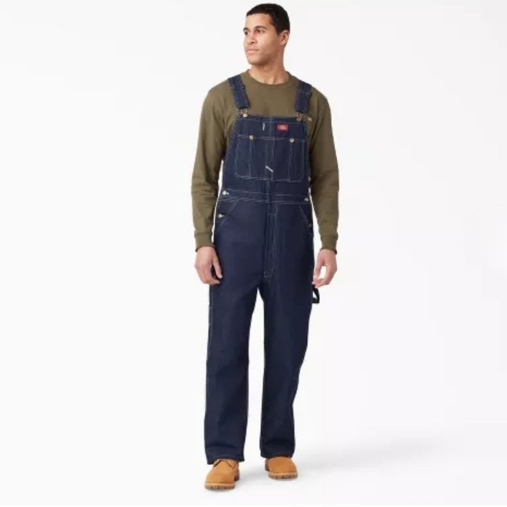 Dickies Indigo Blue Denim Bib Overalls, Pockets, 32, EUC